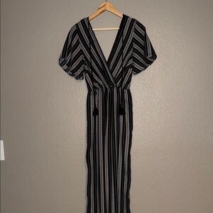 Xhilaration Black and White Striped Wrap Maxi Dress
